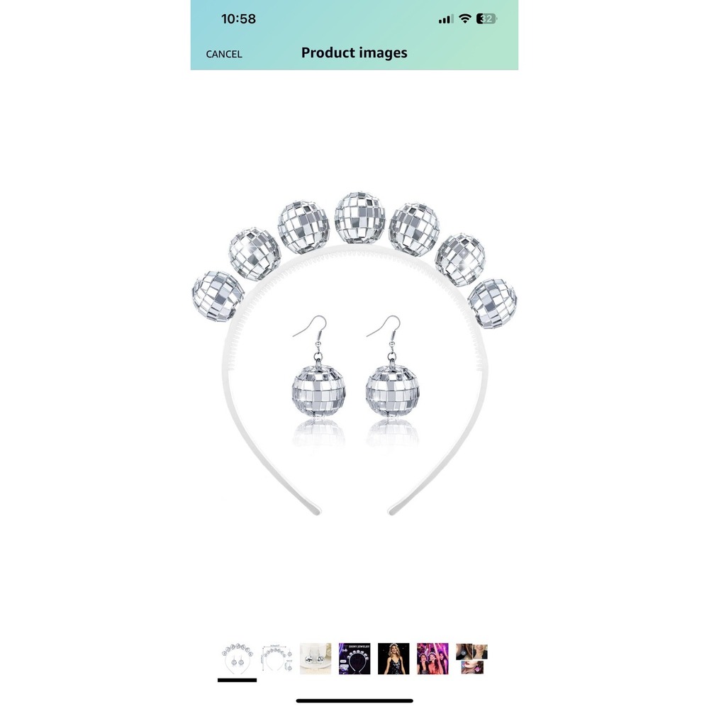 4 Sets Of Disco Ball Earrings And‎ Disco Ball Headbands For Women - Bridesmaids